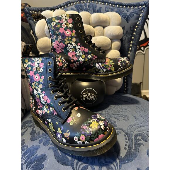 Dr. Martens Shoes - Dr Martens Pascal Black Pink Floral Size 7/EU 38